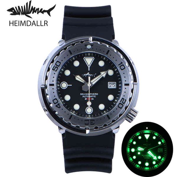 

heimdallr men's tuna dive watch stainless 200m water resistance sapphire nh35a automatic movement mechanical wristwatch, Slivery;brown