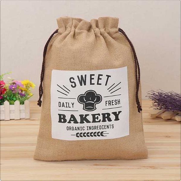 

gift wrap 2021 the customized personality logo cartoon alphabet drawstring bags flax cake shop travel organizer jewelry bag