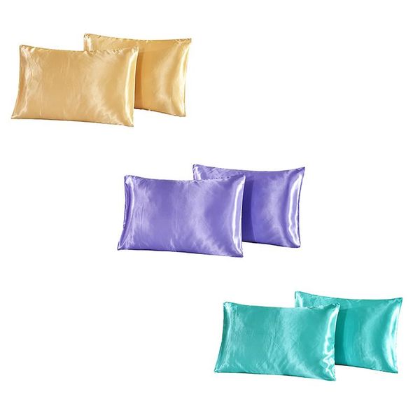 

pillow case silk satin bedding pillowcase smooth home white black grey khaki sky blue pink sliver