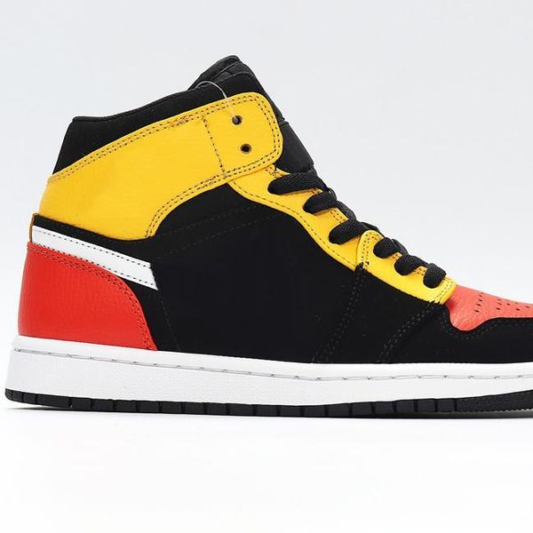 

High Quality 1 Mid Black Amarillo Team Orange (GS) WHITE Shoes Men's Women's Designer Trainers with box, Black amarillo white team orange