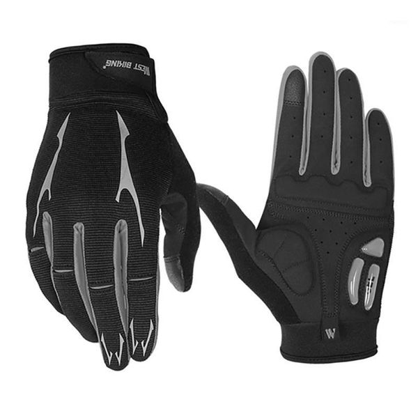 

cycling gloves full finger men women outdoor sports absorption touch screen gear1, Black