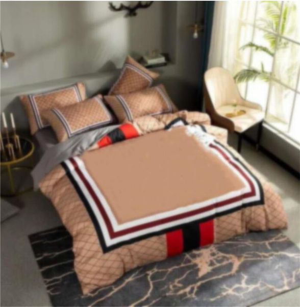 

fashion king size designer bedding set covers 4 pcs letter printed cotton soft comforter duvet cover luxury  bed sheet w