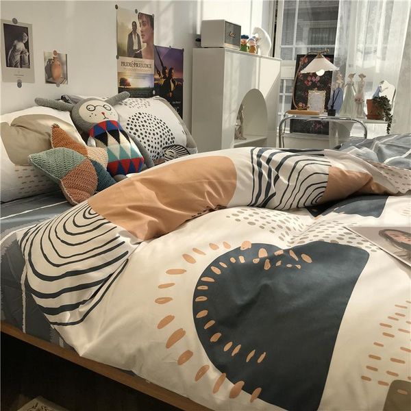 

bedding sets nordic minimalist set piece duvet cover , bed linen fashion pure cotton apartment four 100 % 4 pcs