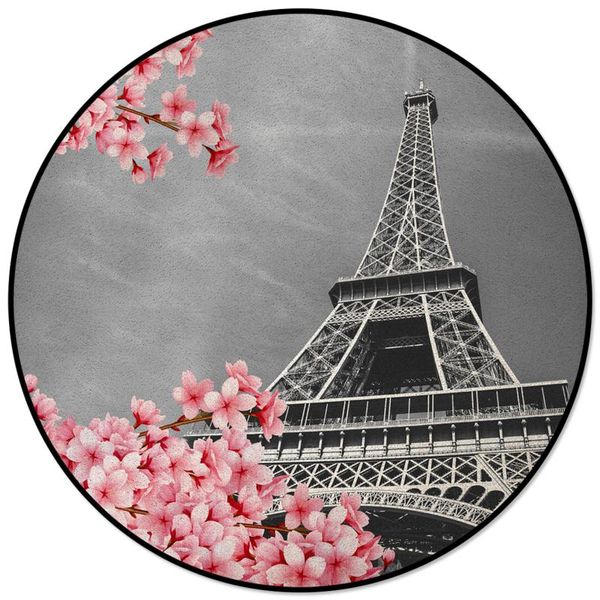 

carpets cherry blossom paris tower round rug for living room home decor kids children's bedroom area rugs mats