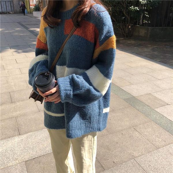 

women's sweaters women 2021 autumn winter fashion striped loose sweater female arrival knitted pullover ladies warm p284, White;black