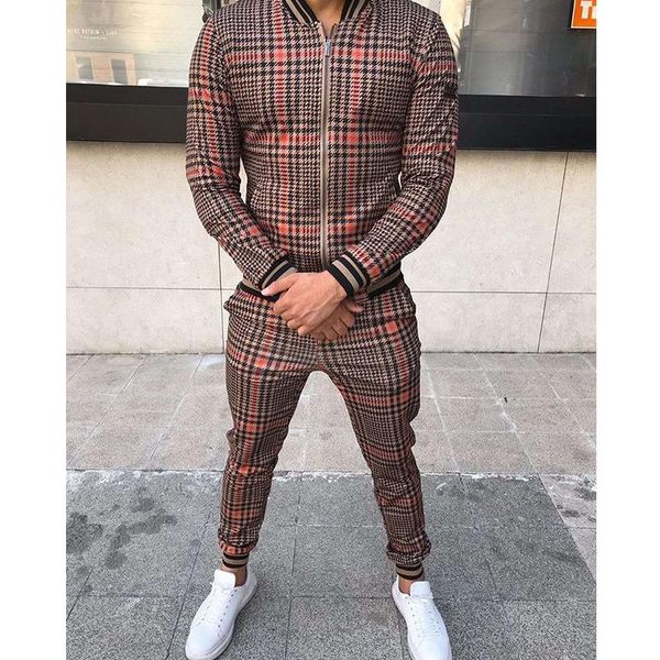 

men's tracksuits 2021 casual sports suit autumn thin 3d printed, Gray
