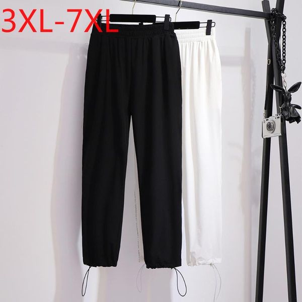 

women's pants & capris fit weight 65kg-150kg summer plus size sports for women large loose casual cotton pocket long trousers 3xl 4xl 5, Black;white