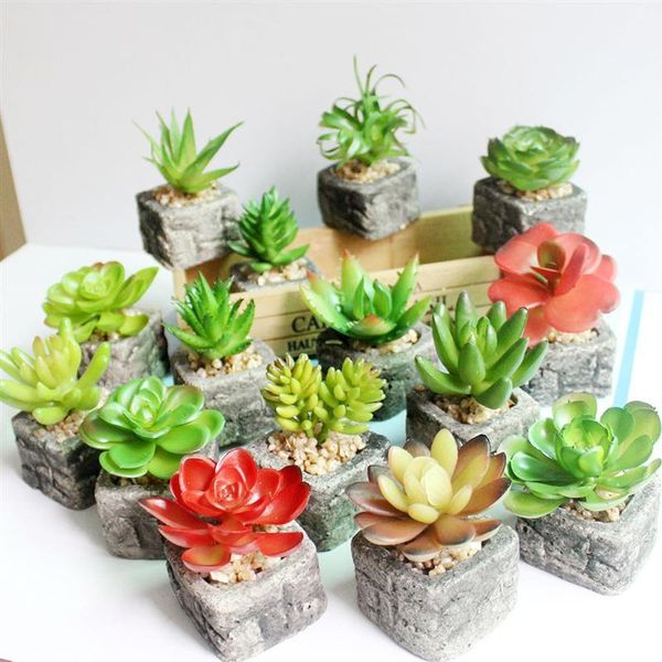 

decorative flowers & wreaths 4pcs artificial small stone succulent plant office bonsai potted fake home deskgarden decors