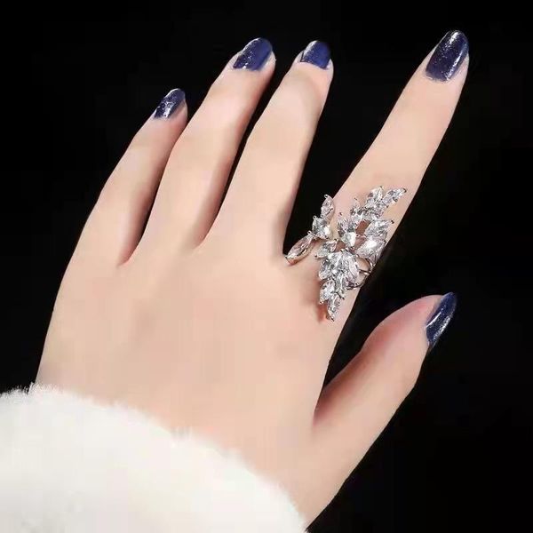 

wedding rings korean fashion wing transparent zircon opening adjustable ring women's y2k jewelry gifts for women bead, Slivery;golden