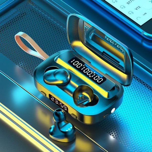 

wireless bluetooth headset with mirror function noise cancel music earphone hd led display 2000mah charge case headphones & earph earphones