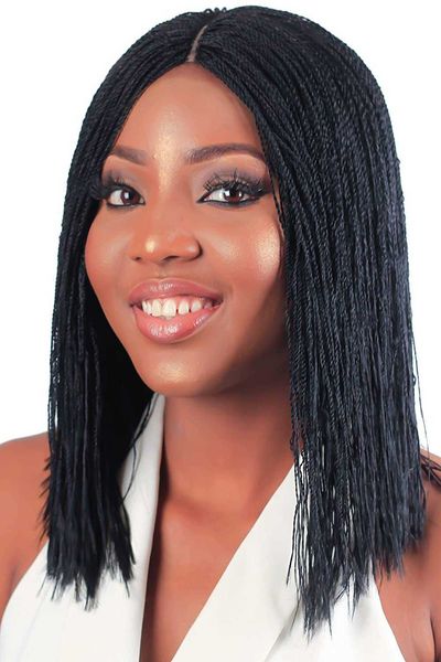 

braided wig women's short straight hair mechanism chemical fiber headgear box braid wigs, Black