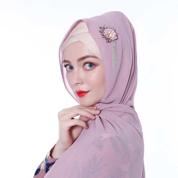 

scarves chiffon hand-made head scarf women hijab mousseline, Blue;gray