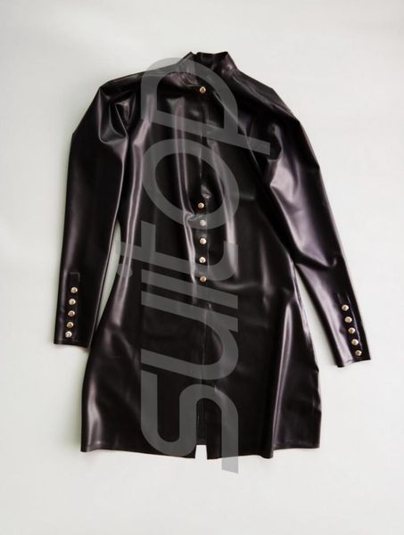 

women's trench coats latex rubber jackets hips long, Tan;black