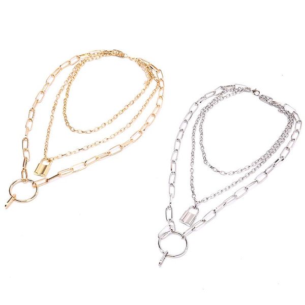 

pendant necklaces 1pc hiphop key lock necklace stainless steel chains punk padlock for women rock men chic gifts gold silver