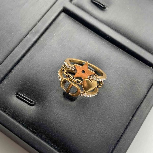 

design jewelry new letter star heart-shaped three piece ring, Silver