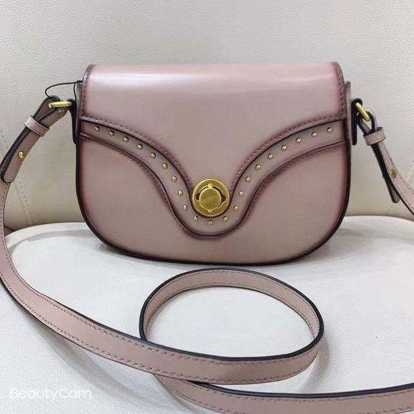 

evening bags cowhide small bag female 2021 retro fashion one-shoulder diagonal all-match leather rivet saddle