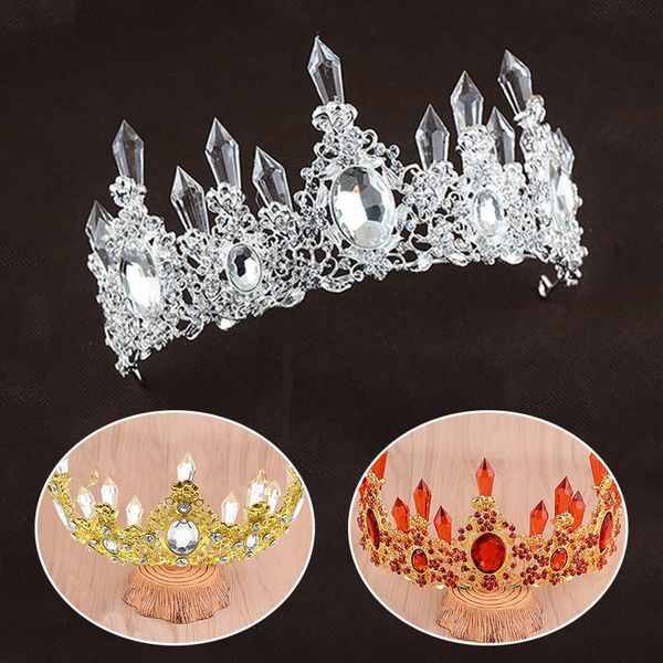 

hair clips & barrettes luxury rhinestone bridal crown vintage royal queen princess alloy female wedding bride headband head jewelry accessor, Golden;silver