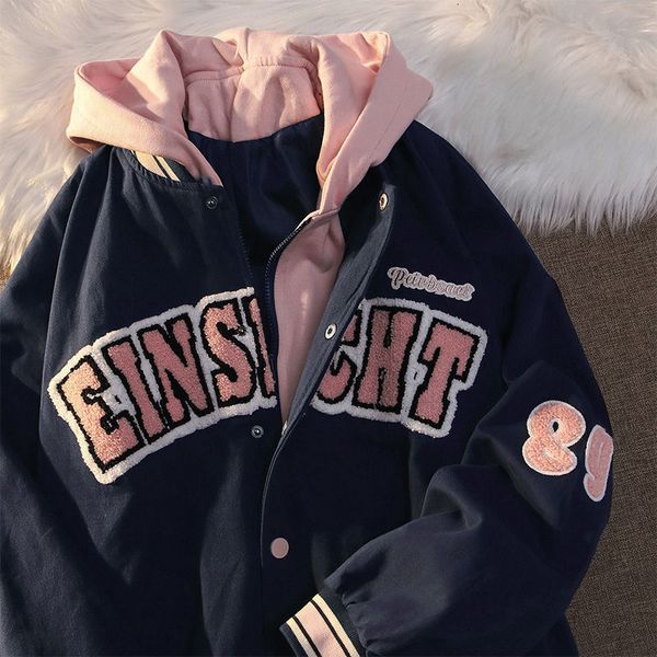 

women's jackets fashion letter embroidered women's baseball uniform couple retro harajuku loose american street female jacket 67uc, Black;brown