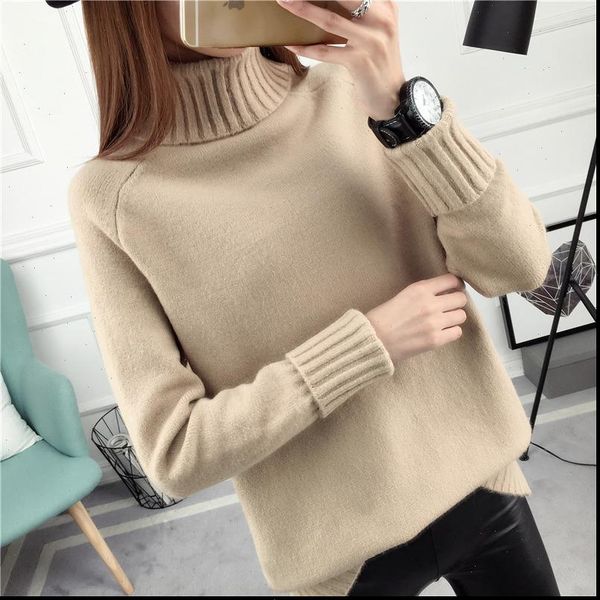 

autumn winter knitted pullovers womens sweater turtleneck long sleeve solid color slim elastic short, White;black
