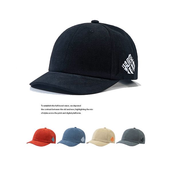 

posh embroidered short brim hat men's sun proof baseball cap trend, Blue;gray