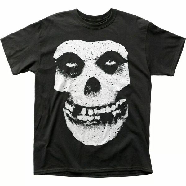 

misfits skull & logo t shirt mens licensed rock n roll retro band tee new black, White;black