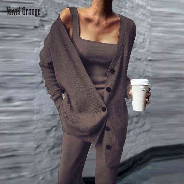 

women's two piece pants women square collar vest long cardigan coats trousers 3pcs suits spring autumn solid loose ladies sets plus siz, White