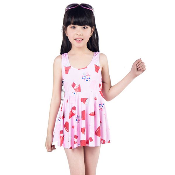 

recommended cartoon children's open back skirt middle school swimsuit girl's one piece princess, Blue
