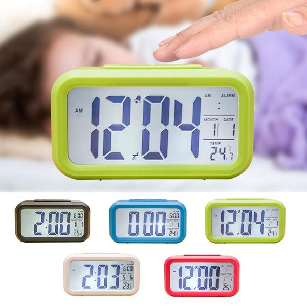 

other clocks & accessories alarm clock large display with calendar for home office table snooze electronic kids led deskdigital