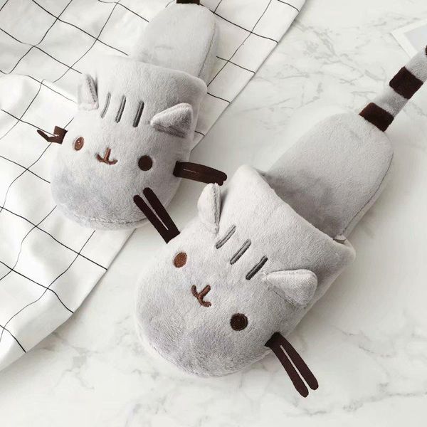

lovely cozy home indoor warm cat street cartoon plush travel airplane sleep animal slippers, Black