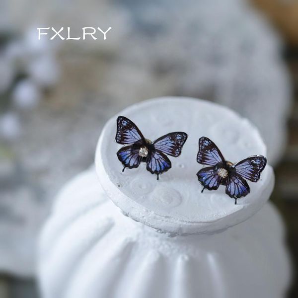 

stud fxlry original handmade glaze deisgn natural pearl butterfly earrings for women bridal wedding jewelry, Golden;silver