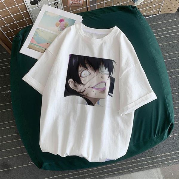

anime cartoon personality dark mens t shirts hip and women hop japanese harajuku girl loose casual summer streetwear kawaii chic, White;black