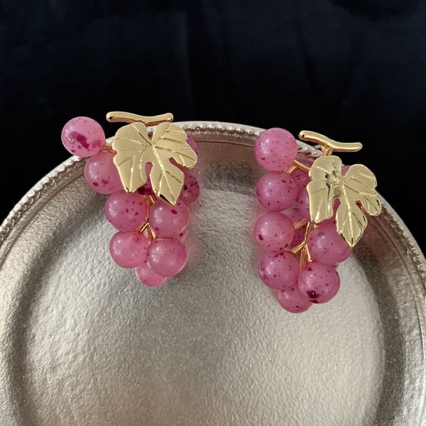 

japan and south korea grape earrings female ins fashion personality net red pierced earrings, Golden