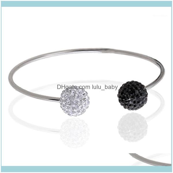 

bangle bracelets jewelrybangle wholesale fashion two color crystal ball stainless steel bracelet bangles jewelry1 drop delivery 2021 pk8ee, Black