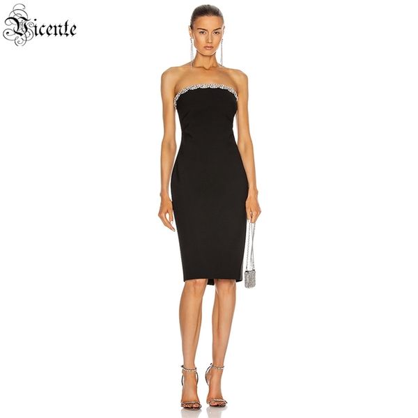 

women's dress celebrity party cocktail nail diamond design tube bandage 210520, Black;gray