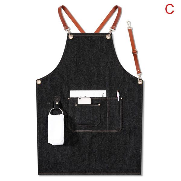 

denim apron strap bib barista bartender bbq chef uniform workwear plyed889 aprons