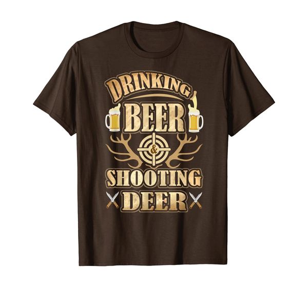 

drinking beer shooting deer hunting season t-shirt, White;black