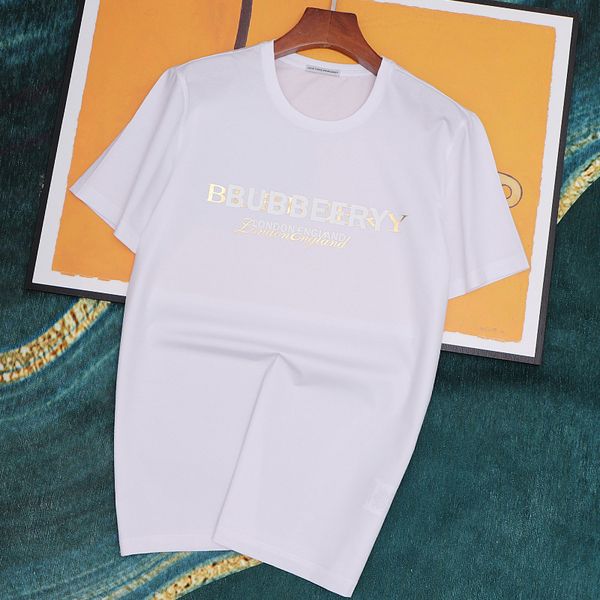 

luxury brand t shirt and polos short sleeve t-shirt men's b family letter printing gold silk light cotton clothing hong kon, White