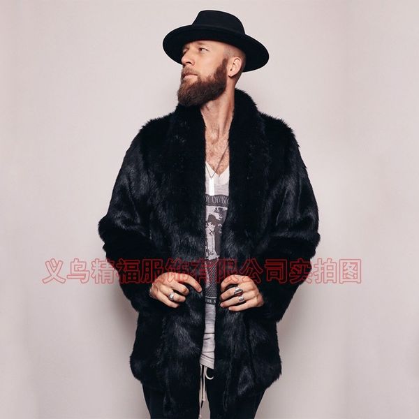 

men's fur coat special 2019 men's new imitation fox grass, Black