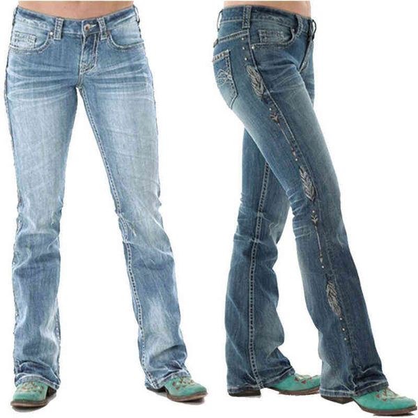Outono moda feminina jeans jeans azul esperma jeans retro liso longa calças casuais estilo lavado confortável calças de rua 211129