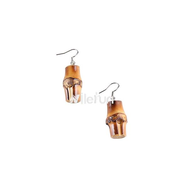 

creative small natural bamboo rhizome root earrings dangle & chandelier, Silver