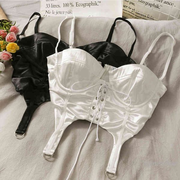 

camis camisole bra for women pleated drawstring short halter female all-match pure color tube-tank vest white black