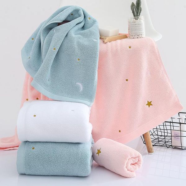 

towel crystallove simple fashion embroidered stars moon absorbent soft thick face female male household bath