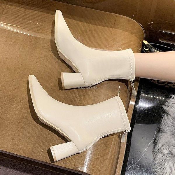 

boots fashion high heels 2022 women's shoes autumn bare designer short with platform, Black