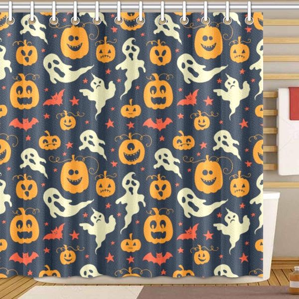

halloween ghosts pumpkins stars bats shower curtain bathroom sets, novelty bath decoration polyester curtain