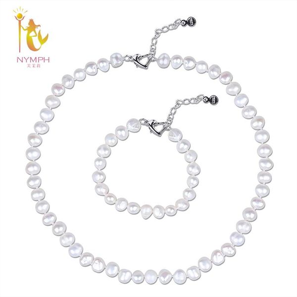 

fresh water pearl jewelry set baroque white natural 10-11mm choker necklace bracelet trendy wedding party gift women t242 bracelet, earrings, Black