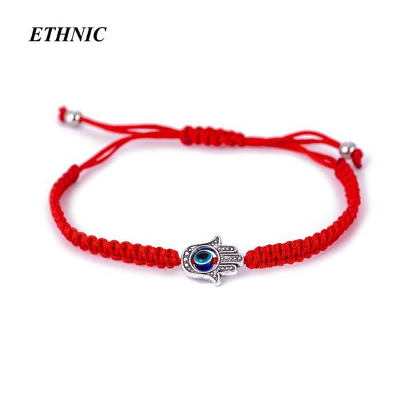 

charm bracelets retro hamsa hand blue turkish eye braided bracelet for women men adjustable red thread rope, Golden;silver