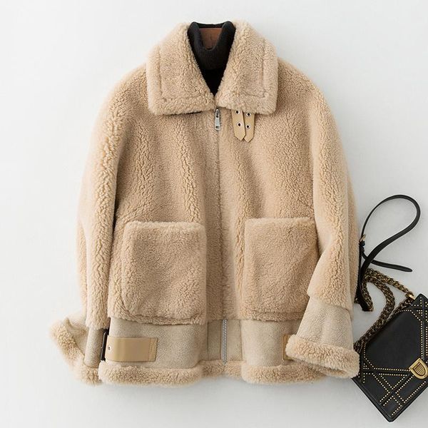 

women's fur & faux 2021 vest coat jacket promotion full zipper large for grain sheep shearing female compound one buckle woman, Black