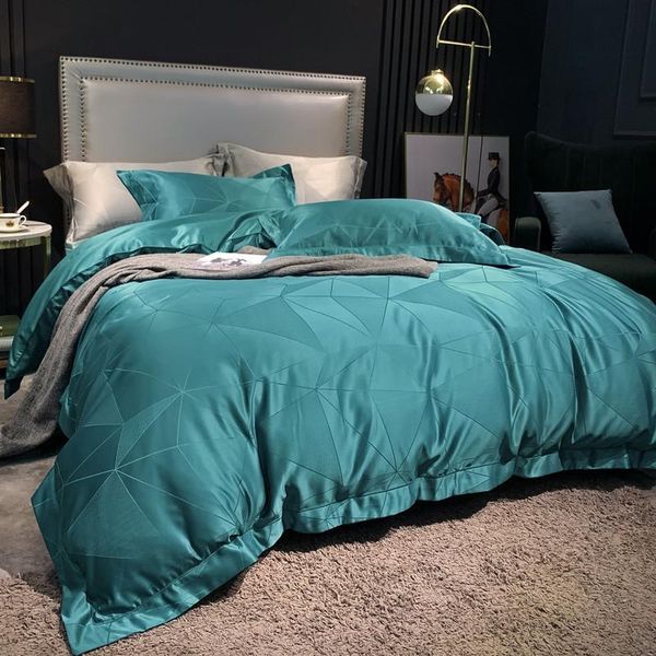 

summer double-sided ice silk four-piece simple pure color washed bed sheet 1.8m european style bedding sets