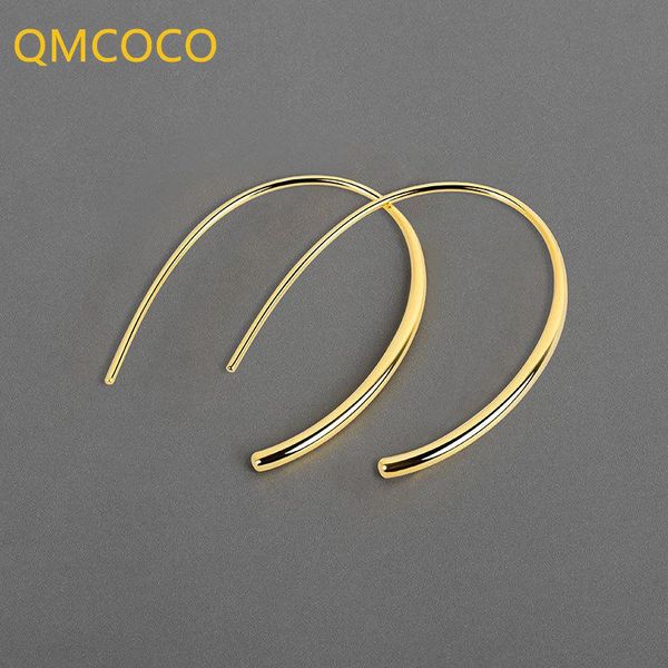 

hoop & huggie qmcoco 925 silver simple classic geometric u-shape earrings vintage design handmade party accessories jewelry gift, Golden;silver