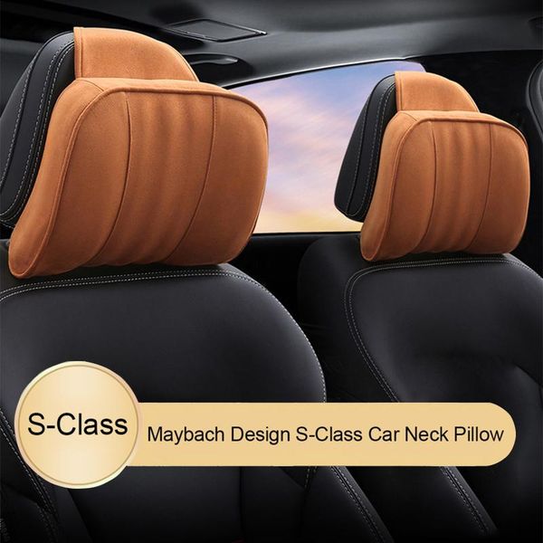 

seat cushions memory foam car headrest pillow s-class ultra soft suede fabric comfortable neck support